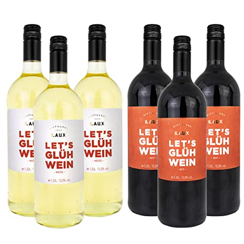 LAUX Glühwein Set Rot & Weiß | Aromatischer Roter & Weißer Glühwein | Fruchtig Würzig Mit Typischen Aromen (10% Vol.) (6 x 1L) von Laux