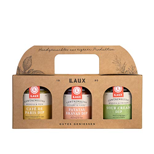 LAUX® Gewürz-Dip Geschenkset - 3 würzige Mischungen in edler Box von Laux