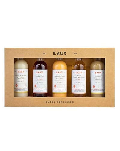 LAUX Likör Geschenkbox - Premium Eierlikör Probierset mit 5 Edlen Sorten - Aus Hochwertigen Zutaten - Ohne Künstliche Aromen (5 x 40ml) - Geschenk zu Ostern von Laux
