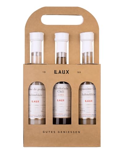 LAUX Likör Geschenkset, Premium Likör Set Trio mit 3 edlen Sorten à 100ml von Laux