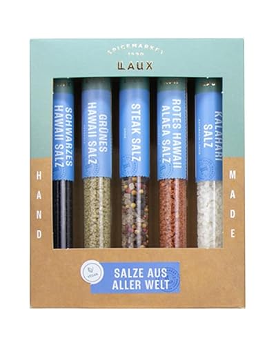 LAUX Salze Aus Aller Welt | Geschenkbox mit 5x Premium Salz | Gewürze Aus Hochwertigen Zutaten | Geschenke für Frauen & Männer | Weihnachtsgeschenke von Laux