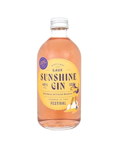 LAUX Sunshine Gin Beere Mandarine | Handgefertigter Premium-Gin mit erfrischenden Zitrusaromen | Aus hochwertigen Zutaten | Geschenk für Frauen & Männer | 40% Vol. | 500ml von Laux