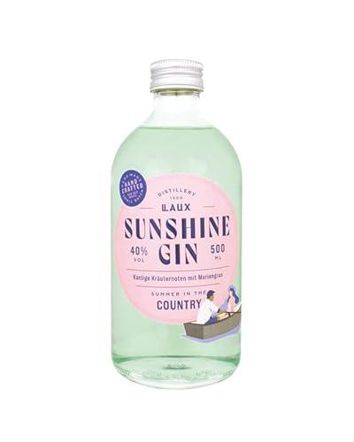LAUX Sunshine Gin Kräuter | Handgefertigter Premium Gin mit Mariengras | Aus hochwertigen Zutaten | Geschenk für Feinschmecker | 40% Vol. (500ml) von Laux