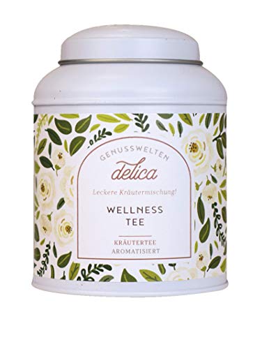 LAUX Wellness Tee – Kräutertee mit Apfel, Hibiskus & Hagebutten – 100g Teedose von Laux