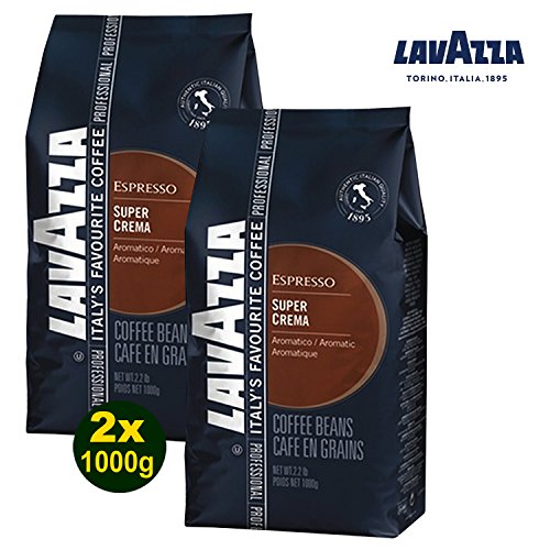 LAVAZZA Espresso SUPER CREMA Aromatic 2x 1000g (2000g) - geröstete Kaffeebohnen von Lavazza