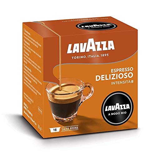 LAVAZZA Kapsel A MODO MIO, ESPRESSO DELIZIOSAMENTE, vollmundig & aromatisch, koffeinhaltig (16 Stück), Sie erhalten 1 Packung á 16 Stück von Lavazza