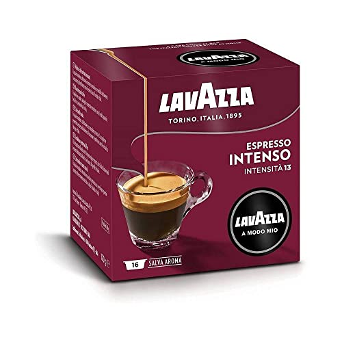 LAVAZZA Kapsel A MODO MIO, ESPRESSO INTENSAMENTE, reichhaltig intensiv & ausgewogen, koffeinhaltig (16 Stück), Sie erhalten 16 Packungen á 16 Stück von Lavazza