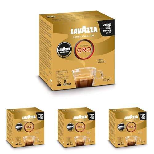 Lavazza, A Modo Mio Qualità Oro, 1 Packung mit 16 Kaffeekapseln, Ideal für einen Espresso mit floralen und fruchtigen Noten, 100% Arabica, Intensität 8/13, Mittlere Röstung (Packung mit 4) von Lavazza