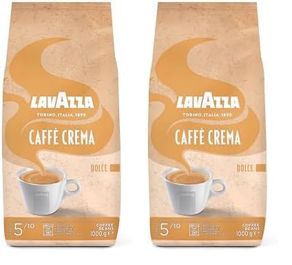 Lavazza, Caffè Crema Dolce, Arabica und Robusta Kaffeebohnen, Ideal für Espressomaschinen, mit Aromanoten von Trockenfrüchten, Nussiger Geschmack, Intensität 5/10, Mittlere Röstung, 1 kg Packung Lavazza, Caffè Crema Dolce, Arabica und Robusta Kaffeebohnen, Ideal für Espressomaschinen, mit Aromanoten von Trockenfrüchten, Nussiger Geschmack, Intensität 5/10, Mittlere Röstung, 1 kg Packung von Lavazza