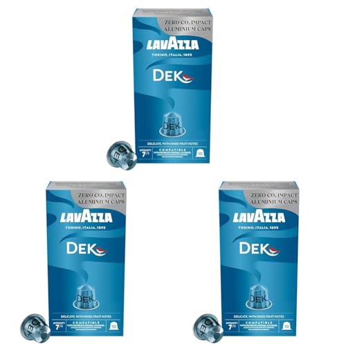 Lavazza, Dek, 10 Nespresso Original maschinenkompatible Kaffeekapseln, mit Noten von Schokolade und Trockenfrucht, Arabica und Robusta, Intensität 7/13, Mittlere Röstung, 1 Pack (Packung mit 3) von Lavazza