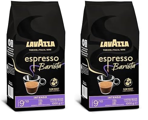 Lavazza, Espresso Barista Intenso, ganze Arabica und Robusta Kaffeebohnen, mit Kakao- und Holzaromen, für einen intensiven Kaffee, Intensität 9/10, mittlere Röstung, 1 kg Packung (Packung mit 2) von Lavazza