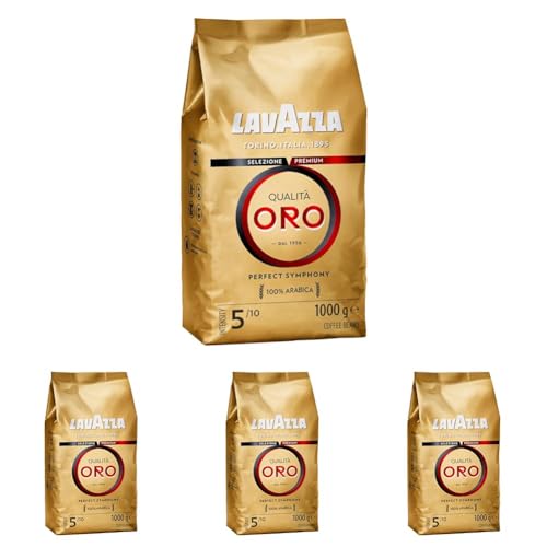 Lavazza, Qualità Oro, Kaffeebohnen, mit Aromanoten von Früchten und Blumen, für einen Samtigen Espresso, 100% Arabica Kaffeebohnen, Intensität 5/10, Mittlere Röstung, 1 kg (Packung mit 4) von Lavazza