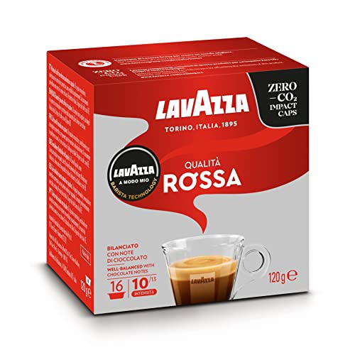 Lavazza A Modo Mio Qualità Rossa, 16 Kaffeekapseln, mit Aromanoten von Schokolade und Nuss, Arabica & Robusta, 10/13, Mittlere Röstung, 1 Packung mit 16 Espresso Kapseln von Lavazza