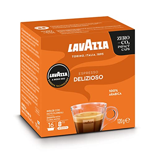 Lavazza, A Modo Mio Espresso Delizioso, 1 Packung mit 16 Kaffeekapseln mit Floralen Noten und einem leichten Likörgeschmack, 100% Arabica, Intensität 8/13, Mittlere Röstung von Lavazza