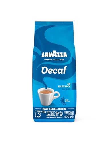 Lavazza, Caffè Decaffeinato, Entkoffeinierte Arabica und Robusta Kaffeebohnen, Kaffee mit Mandel- und Honigaroma, Intensität 3/10, Mittlere Röstung, 500 g (1er Pack) von Lavazza