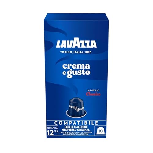 Lavazza Crema e Gusto, Arabica und Robusta, zart geröstet, Aluminiumkapseln, Nespresso-kompatibel, CO2-neutral, 1 Packung mit 10 Kapseln Lavazza Crema e Gusto, Arabica und Robusta, zart geröstet, Aluminiumkapseln, Nespresso-kompatibel, CO2-neutral, 1 Packung mit 10 Kapseln von Lavazza