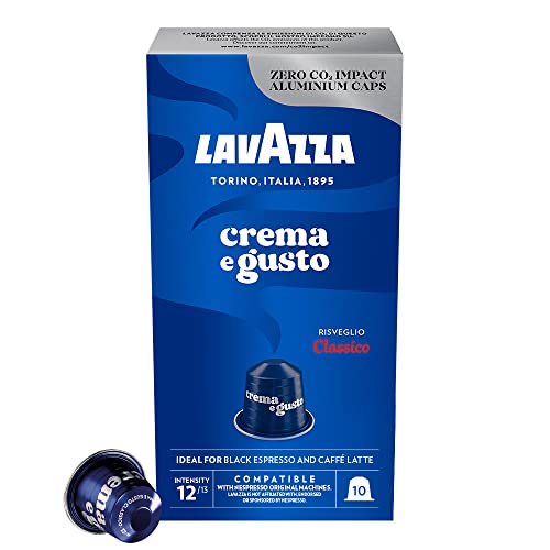Lavazza Crema e Gusto, Arabica und Robusta, zart geröstet, Aluminiumkapseln, Nespresso-kompatibel, CO2-neutral, 1 Packung mit 10 Kapseln von Lavazza