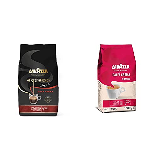 Lavazza Espresso - Barista Gran Crema - Aromatische Kaffeebohnen - 1er Pack (1 x 1 kg) & Caffè Crema Classico, 1kg-Packung, Arabica und Robusta, Mittlere Röstung​ von Lavazza