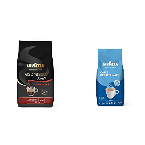 Lavazza Espresso - Barista Gran Crema - Aromatische Kaffeebohnen - 1er Pack (1 x 1 kg) & Caffè Decaffeinato Kaffeebohnen, 500g von Lavazza