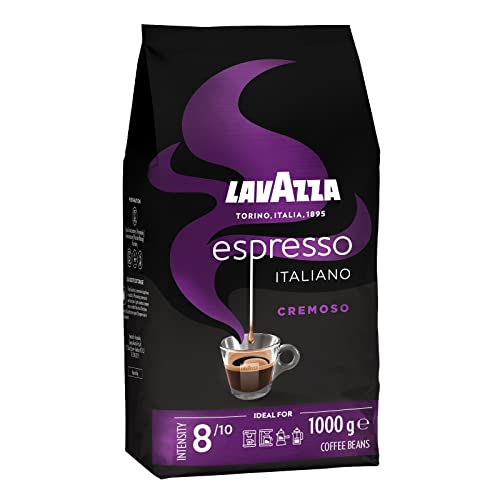 Lavazza, Espresso Italiano Cremoso, Arabica und Robusta Kaffeebohnen, mit Aromanoten von Gewürzen und Kakao, Intensität 8/10, Mittlere Röstung, 1 Packung mit 1 Kg von Lavazza