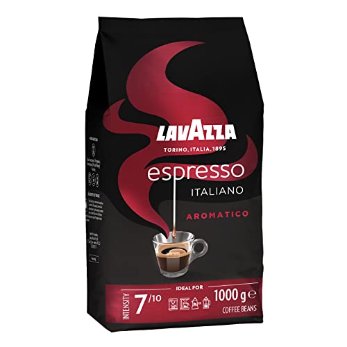 Lavazza, Espresso Aromatico, Arabica & Robusta Kaffeebohnen, Ideal für Espressomaschinen, Schokolade & Trockenfrüchte Aromen, Aromatischer Geschmack, Intensität 7/10, Leichte Röstung, 1kg Packung von Lavazza