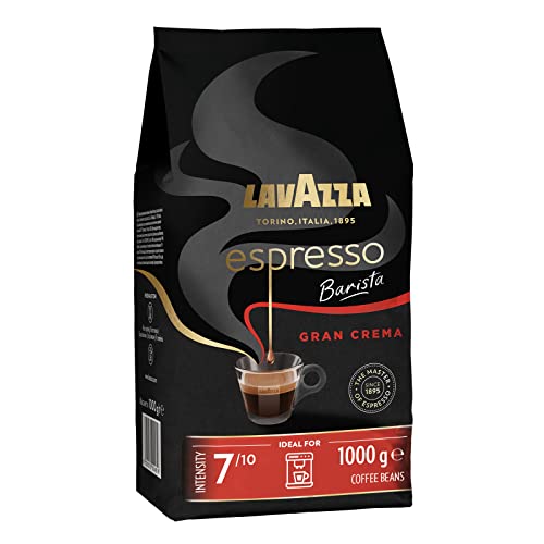 Lavazza, Espresso Barista Gran Crema, Kaffeebohnen, Trommelgeröstete Barista Kaffeebohnen, mit Aromanoten von Trockenfrüchten, Arabica und Robusta, Intensität 7/10, Leichte Röstung, 1 kg Packung von Lavazza