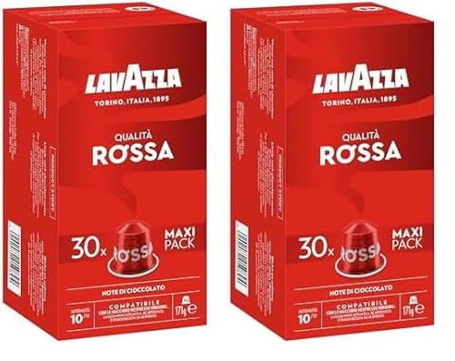 Lavazza Espresso Qualita Rossa, vollmundiger und ausgewogener Espresso, 30 Kapseln, Nespresso kompatibel (Packung mit 2) von Lavazza