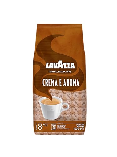 Lavazza, Crema e Aroma, Arabica und Robusta Kaffeebohnen, Ideal für Espressomaschinen, mit Schokoladigen Aromen, Intensität 8/10, Mittlere Röstung, 1 kg Packung von Lavazza