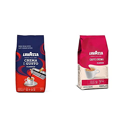 Lavazza Kaffeebohnen - Crema E Gusto Classico, 1er Pack (1 x 1 kg) & Caffè Crema Classico, 1kg-Packung, Arabica und Robusta, Mittlere Röstung​ von Lavazza