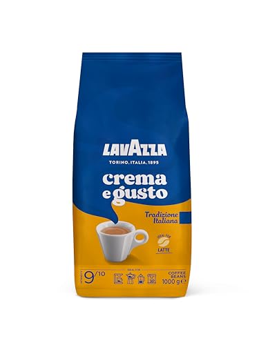 Lavazza, Crema e Gusto Tradizione Italiana, Geröstete Kaffeebohnen, mit Würzigen Aromatischen Noten, Ideal für einen Espresso, Arabica und Robusta Kaffeebohnen, 1 kg Packung von Lavazza