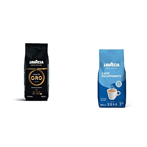 Lavazza Kaffeebohnen - Qualita Oro Mountain Grown - 1er Pack (1 x 500 g) & Caffè Decaffeinato Kaffeebohnen, 500g von Lavazza