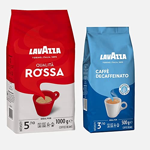 Lavazza Kaffeebohnen - Qualità Rossa - 1er Pack (1 x 1 kg) & Caffè Decaffeinato Kaffeebohnen, 500g von Lavazza