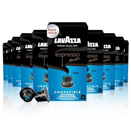 Lavazza Maestro Dek, Entkoffeinierter Espresso mit Aromen von Trockenfrüchten, 10x10 Kapseln, kompatibel von Lavazza