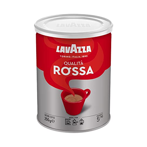 Lavazza, Qualità Rossa, Gemahlener Kaffee, Arabica & Robusta, mit Aromanoten von Schokolade und Trockenfrüchten, Intensität 5/10, Mittlere Röstung, 250g von Lavazza