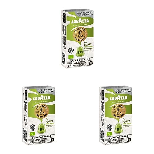 Lavazza Tierra For Planet Bio-Organic, Arabica-Bohnen mit schokoladigem Aroma, 10 Kapseln, Nespresso kompatibel (Packung mit 3) von Lavazza