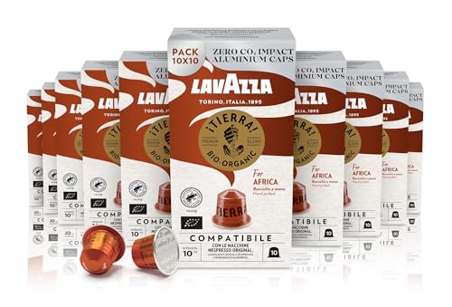 Lavazza Tierra for Africa Bio Organic, Espresso mit Noten von Karamell und Schokolade, 10x10 Kapseln, Nespresso kompatibel von Lavazza