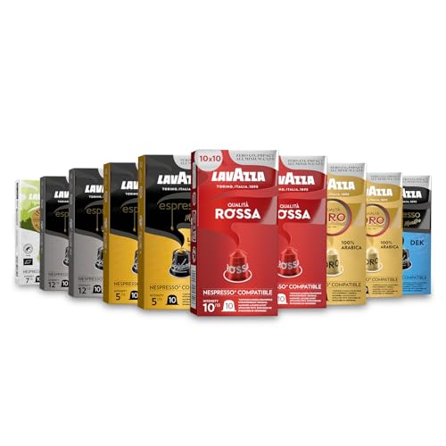 Lavazza Probierpaket, Arabica & Robusta Bohnen geröstet, 6 Geschmacksrichtungen, Aluminiumkapseln, Nespresso-kompatibel,10x 10 (100 Kapseln) von Lavazza