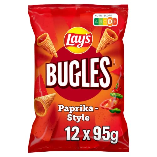 Lay´s Bugles Paprika – Herzhafter Mais-Snack mit Paprika-Geschmack – (12 x 95 g) von Lay´s Bugles