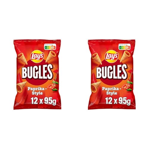 Lay´s Bugles Paprika – Herzhafter Mais-Snack mit Paprika-Geschmack – (12 x 95 g) (Packung mit 2) von Lay´s Bugles
