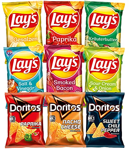 Doritos Lay's Partybox Snacks – 6x 175 g Lay's Chips & 3x 125 g Doritos Tortilla Chips von Lay's