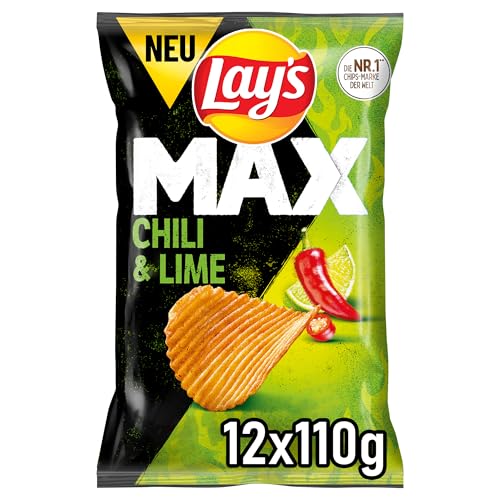 Lay's Max Lay's Max Chili & Lime – Extra knusprige, geriffelte Chips mit würzigem Chilli & Lime Geschmack (12 x 110 g) von Lay's
