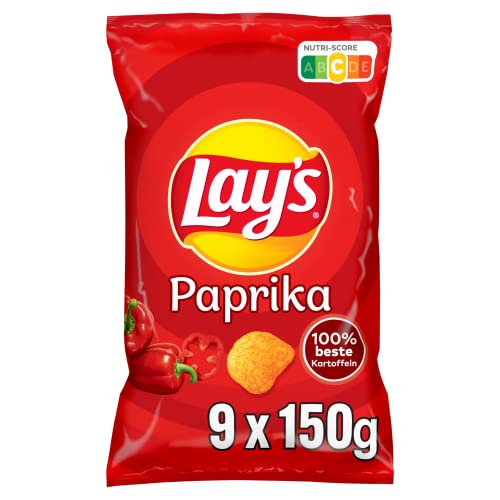 Lay's Paprika – Knusprig gewürzte Kartoffelchips für eine gelungene Party (9 x 150 g) von Lay's