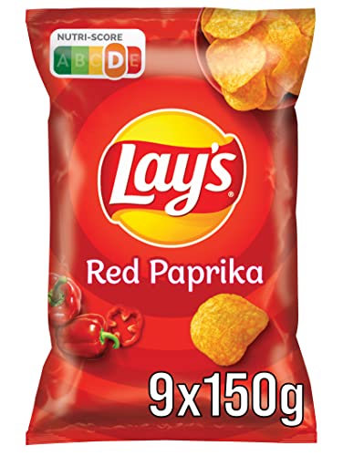 Lay's Red Paprika – Knusprig gewürzte Kartoffelchips für eine gelungene Party, 9 x 150 g (Verpackungsdesign kann abweichen) von Lay's