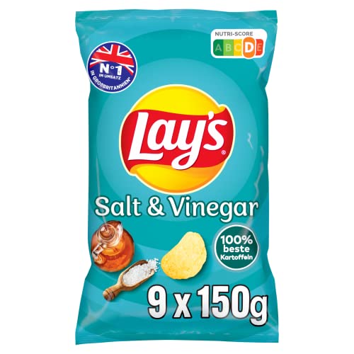 Lay's Salt & Vinegar – Knusprig gewürzte Kartoffelchips für eine gelungene Party (9 x 150 g) von Lay's