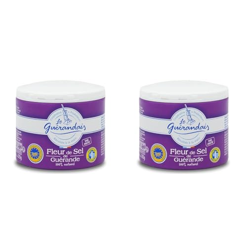 Handgeschöfptes Fleur de Sel, DE GUERANDE, 125g Dose (Packung mit 2) von Le Guérandais