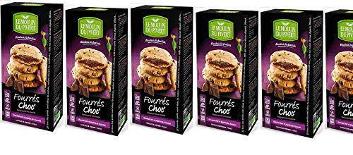 Le Moulin du Pivert Cookies "Fourrés choc" mit Schokoladenfüllung, Bio, 6 x 175g von Le Moulin Du Pivert