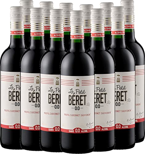 Le Petit Béret Rouge Intense Alkoholfrei von Le Petit Béret - Rotwein 12 x 0,75l VINELLO - 12er - Weinpaket inkl. kostenlosem VINELLO.weinausgießer von Le Petit Béret