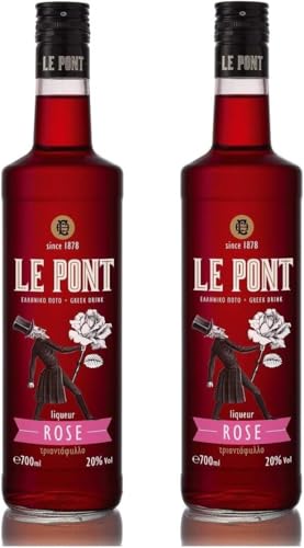 Griechischer Aperitif Rosenlikör | Süßer Rosen Likoer | 700ml Glas Flasche (2x 700ml) von Le Pont