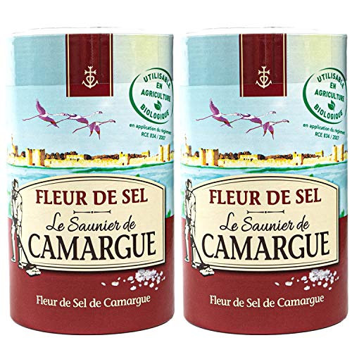 Le Saunier de Camargue - 2er Set Fleur de Sel Salz in á 1 kg Dose (Kristallsalz) - Aus leicht feuchten Kristallen mit besonderer Körnung und Aroma - Premium Meersalz aus (Süd-Frankreich/Mittelmeer) von Le Saunier De Camargue