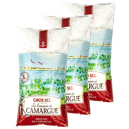 Le Saunier de Camargue - 3er Pack Grobes naturreines Meersalz aus der Camargue - Gros Sel 1000 g - Premium Natur Salz (grob) aus Süd-Frankreich/Mittelmeer von Le Saunier De Camargue